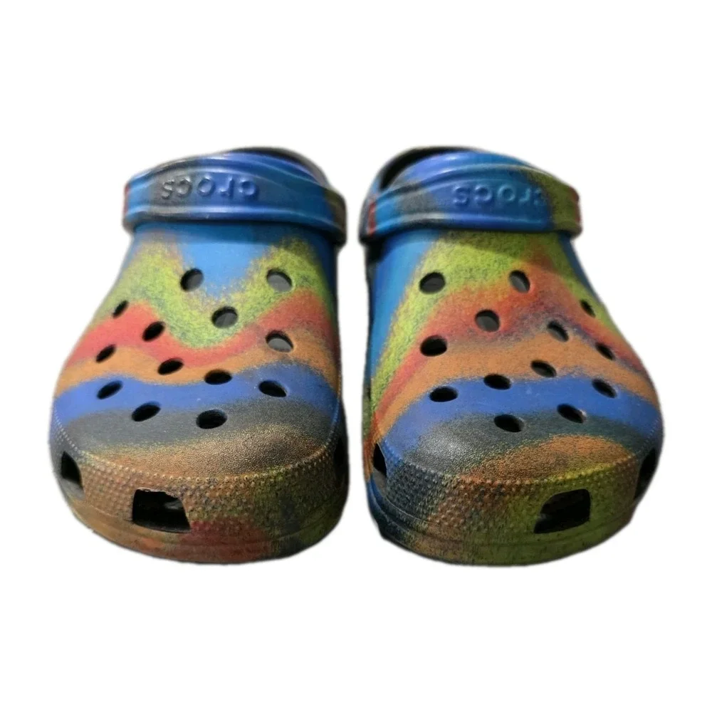 CROCS Mens Size 13 TieDye Clean Water Resistant Casual Slip On Carnival Beach